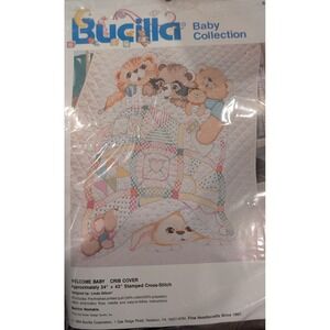 Bucilla Baby Collection Welcome Baby Crib Cover Stamped Cross Stitch Kit